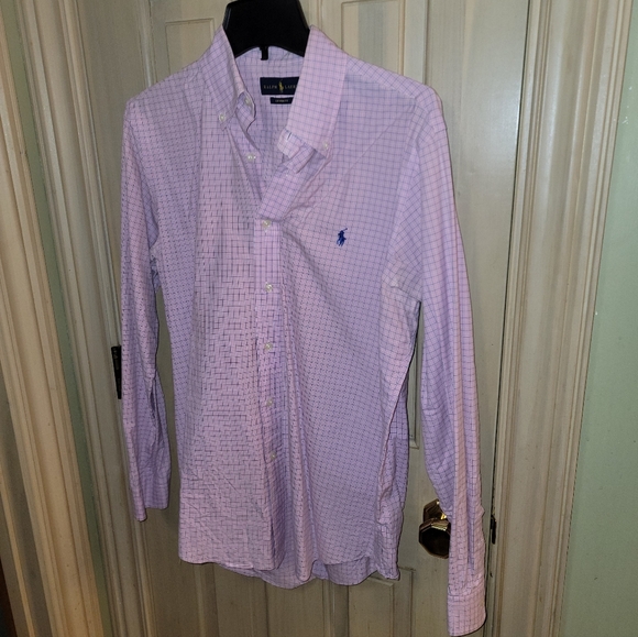 Ralph Lauren Blue Label Other - Ralph Lauren Custom Fit Mens Sz M Pink Blue Plaid Button Tab Shirt